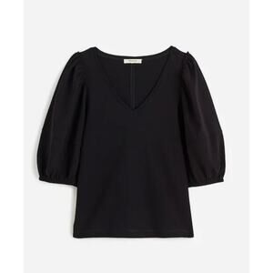 Madewell NWT Women’s Black Puff Sleeve V Neck Top size XXL